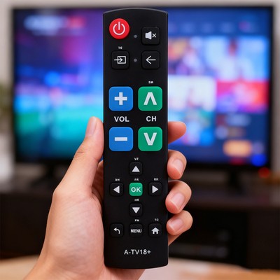 TV Remote For TV Big Buttons ABS TV Remote Control Easy Access Black
