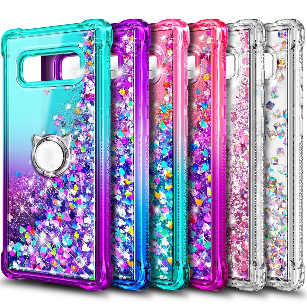 For Samsung Galaxy S10 Case Liquid Glitter Cover Lanyard