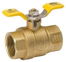 Mueller 107-825TNL Ball Valve 1" Brass FIP Temp -20 to 300¬∞F Full Port T-Handle