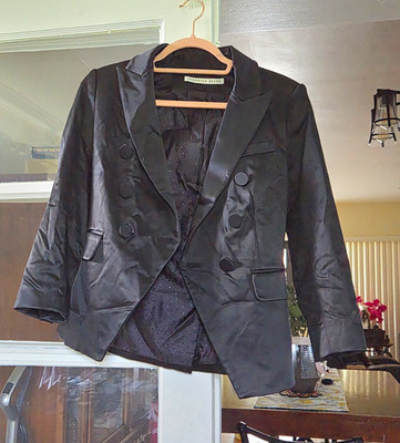 Veronica Beard Women s Black Double Breasted Button Blazer Jacket S Collared