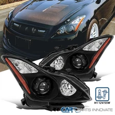 Fits 08-15 Infiniti G37 Q60 Coupe Projector Headlights Turn Signal Lamps Black