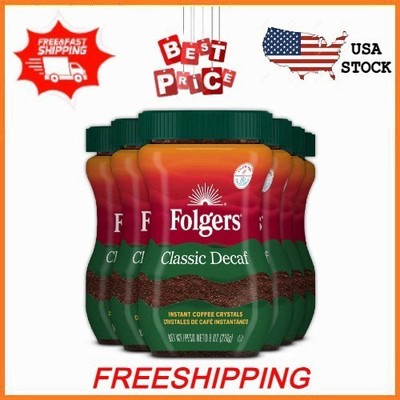 NEW 6 pack Folgers Classic Decaf Instant Coffee, 8 oz Jar FREESHIPPING