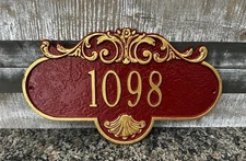 Whitehall #1098 Horizontal Rochelle Address Plaque Cast Aluminium Sign Rust/Gold