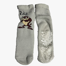 Vintage 90s Taz Looney Tunes Socks Warner Bros 1998 Cartoon Grey OSFA