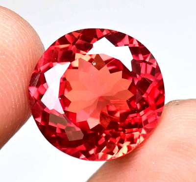 Flawless Natural Imperial Topaz 17.85 Ct Round Certified Rare Loose Gemstone