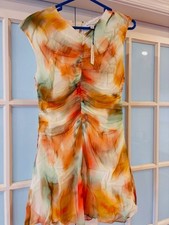 NWT Banana Republic Chiffon Ruched Mini Dress Size 6 Multi-Colored