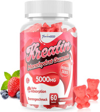 Kreatin-Gummies 5000mg, 5in1 Formel, Taurin & B6, kaubar, vegan, Beerengeschmack