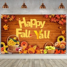 Happy Fall Y'all Backdrop Banner Fall Party Decorations Extra Large Fabric Au...