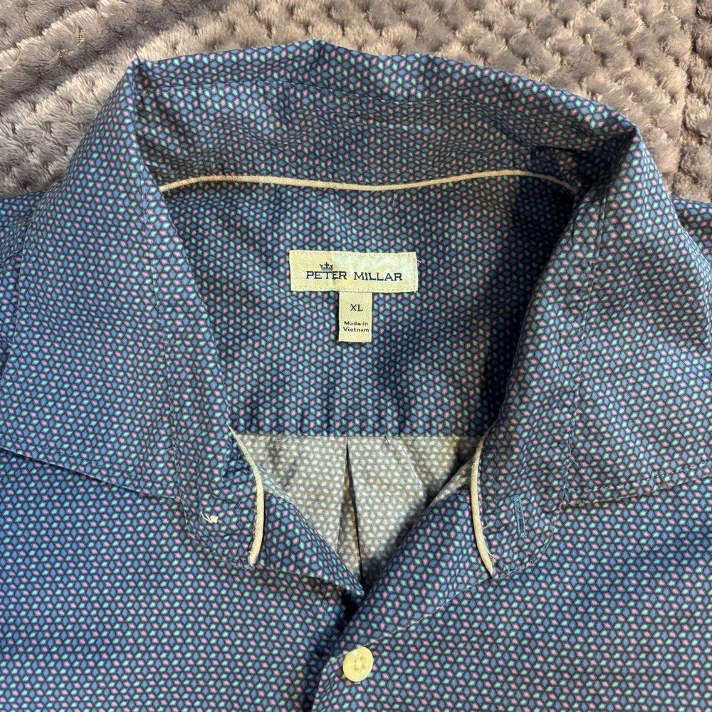 Peter Millar Men's Blue Patterned Button-Down Shi… - image 5