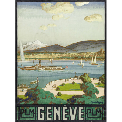 La Neziere Genfer See Schweiz Reise Werbung Leinwand Kunstdruck Poster
