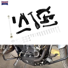 Black Forward Control Pegs Levers Linkages For Harley Low Rider Street Bob 18-25