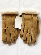 NWT UGG CHESTNUT SUEDE LEATHER SHEEPSKIN WOOL LINING GLOVES SIZE: S/P