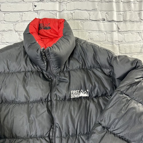 First Down USA Duck Down Puffer XL Jacket Black Red Winter Coat Reversible VTG - Picture 2 of 10