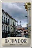 Blechschild Reise 20X30 Cm Ecuador SüD Amerika Stadt Kirche Schild Tin Sign