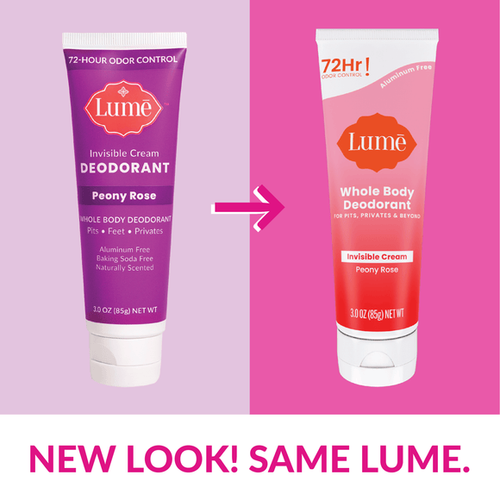 Lume Peony Rose Cream Deodorant Underarms Privates Feet 3 oz Tube Vegan