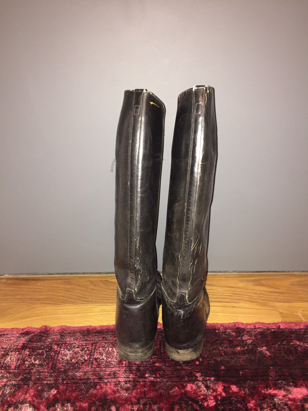 Vintage Unisex Black Leather Tall Riding Boots eBay