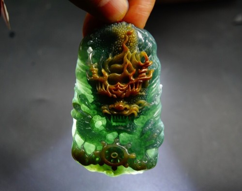 Certified Grade A Blue Guatemal Icy Blue green Jade jadeite Dragon Pendant 712 - Picture 16 of 24
