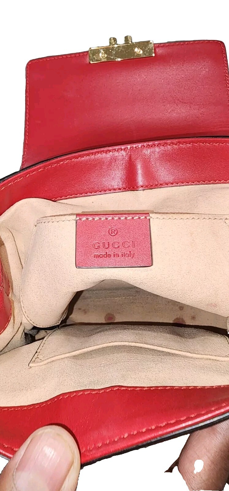 GUCCI Guccissima GG Padlock Backpack Red Leather image 5