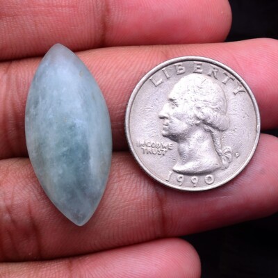 23.00 Cts Natural Aquamarine 32mm*15mm Untreated Marquise Cabochon Huge Gemstone