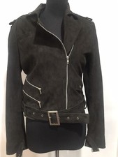 New W/tags Scoop Ny Motorcycle Grey Suede Leather Jacket Coat Size Small $598