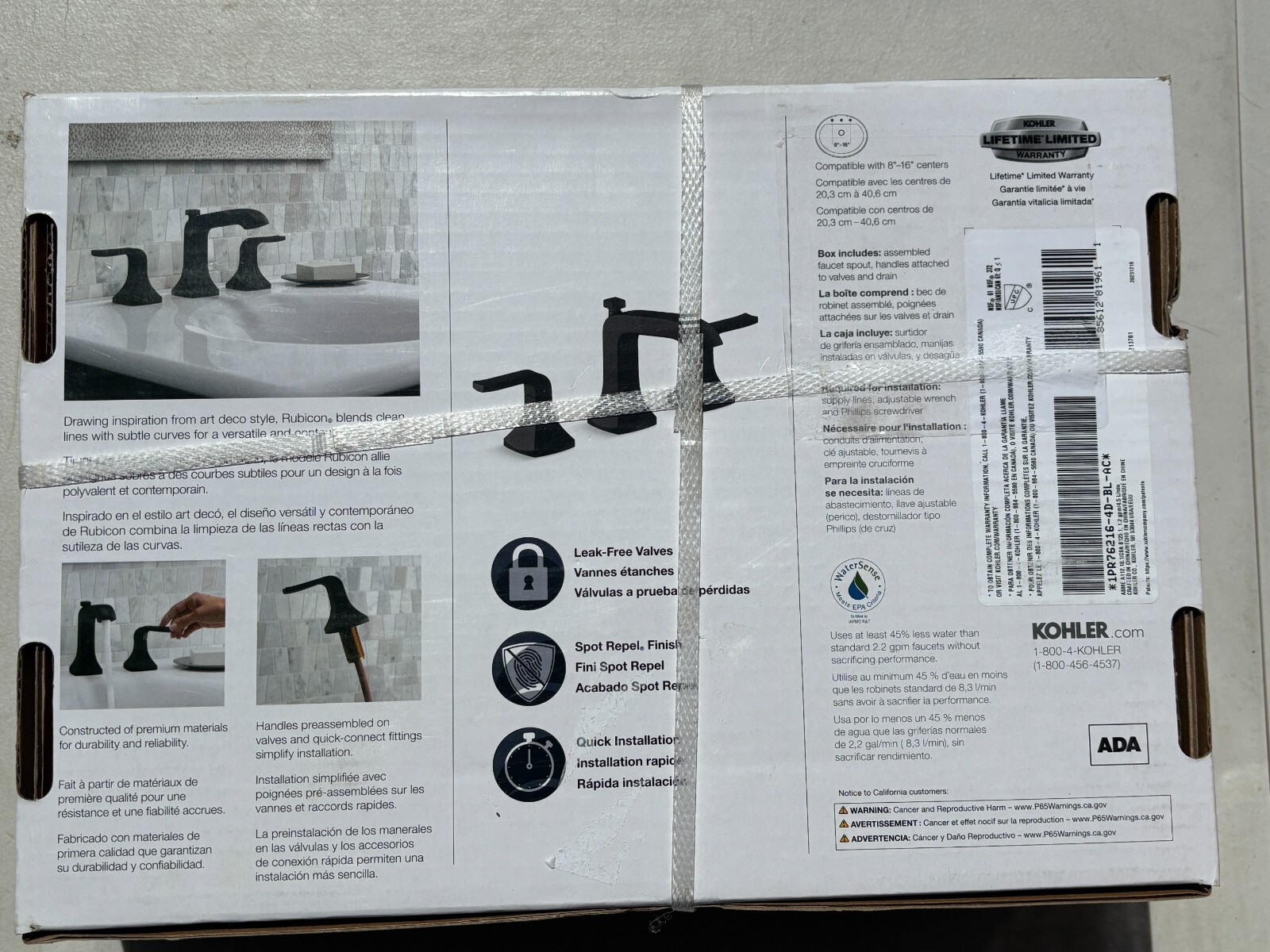 KOHLER  Rubicon 8" Widespread Bathroom Faucet  Matte Black Finish - R76216-4D-BL