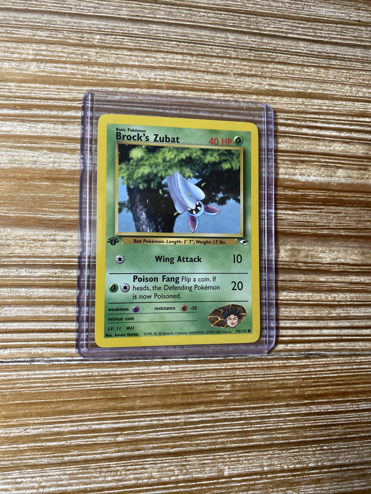 Brock's Zubat 74/132 1st Edition Gym Heroes WOTC Pokemon Card Near Mint