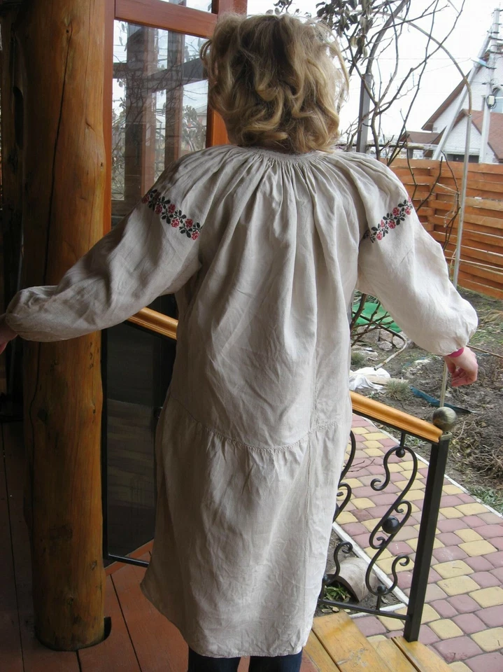 Camisa de vestir étnica ucraniana campesina folclórica bordada antigua vintage hecha a mano Foto 2 de 4