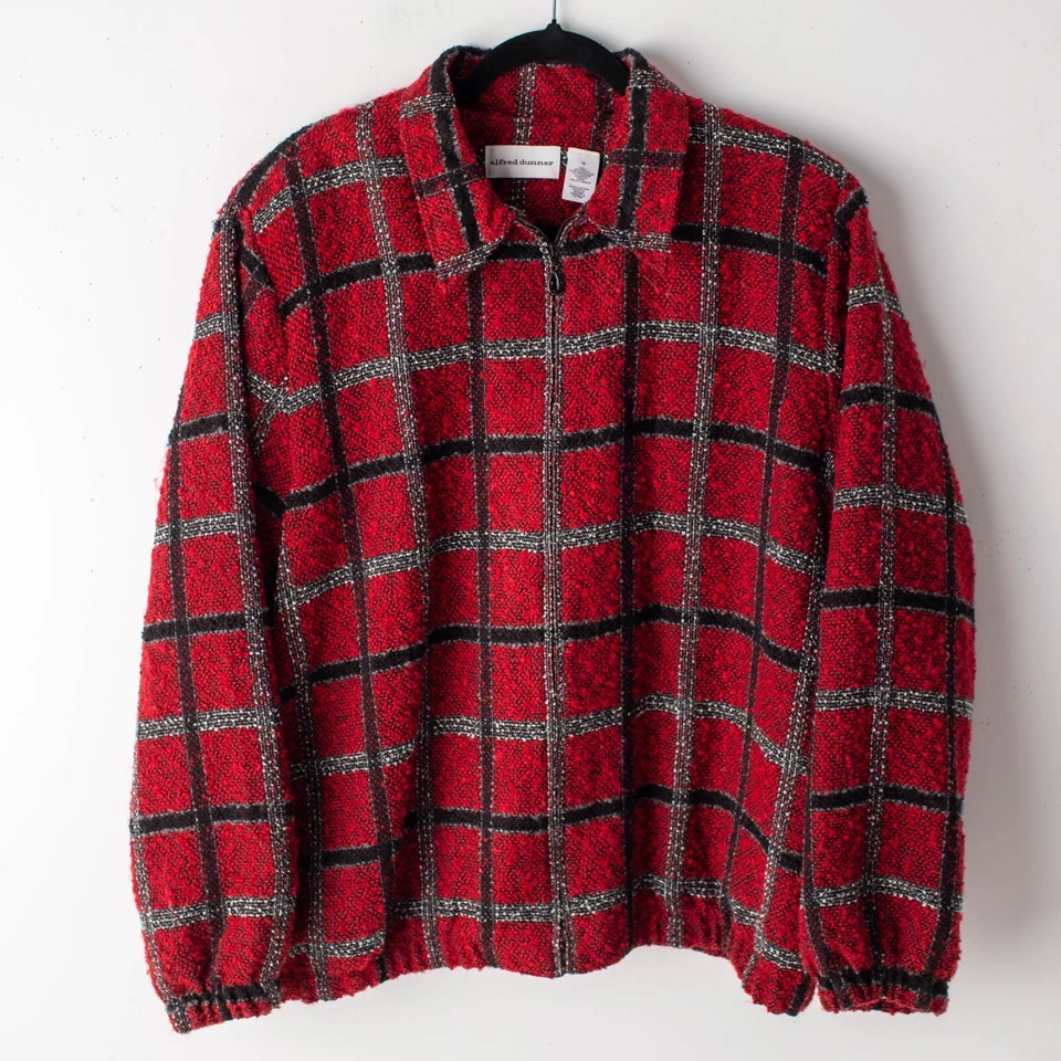 Женская куртка на молнии Alfred Dunner размер 16 красный черный - Изображение 2 из 4