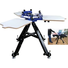 TECHTONGDA 3Color 3Station Double Rotating Silk Screen Printing Press forT-Shirt