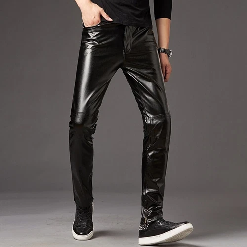 Herren Glanz Kunstleder Hose Stretch Wetlook Leggings Skinny Hose Slim Fit - Bild 7 von 19