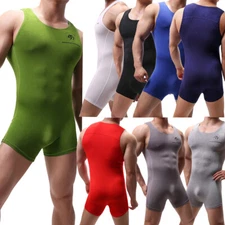 Men Jumpsuit Modal Bodystocking Bodysuit Mankini Leotard Fitness Gay Undershirts