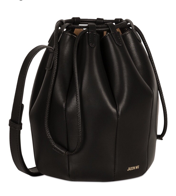 NWT Jason Wu Black Medium Leather Tulip Drawstring Bucket Purse