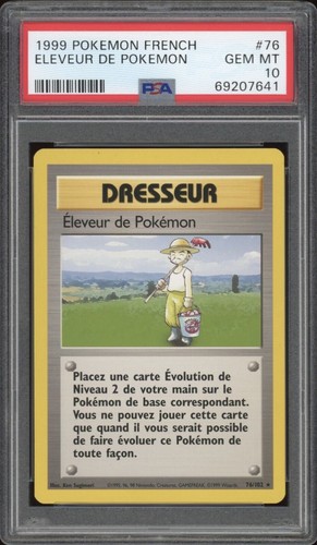 1999 Pokemon FRENCH Unlimited Base Pokémon Breeder Set 76/102 PSA 10 ...