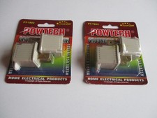 POWTECH Grounding Adaptor 125 AC 15 A 3 To 2 Prong Set Of 4 NEW