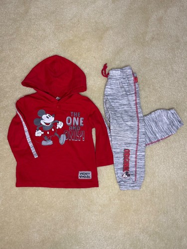 Disney Baby 18 Monate 2-teiliger Baumwoll Jogginganzug rot/grau Mickey Mouse - Bild 1 von 7