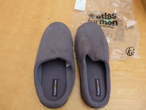 Atlas For Men Pair of Men's Slip-On Grey Slippers Hard Flat Sole Size 11 {46} - Picture 1 of 5