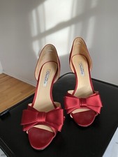 Gorgeous Oscar De La Renta Red Bow Pumps/Heels Size 38 Made In Italy