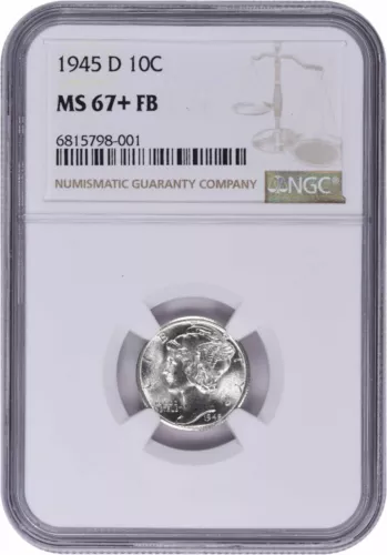 1945-D Mercury Silver Dime MS67+FB NGC