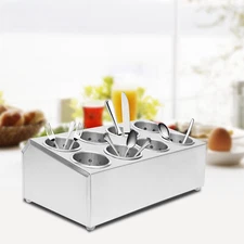 Commercial 6 Hole or 8 Hole Utensil Holder Organizer Stainless Steel Restaurant