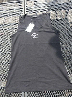 Damen Shirt Tanktop Nachtwäsche Shirt Top Schwarz Gr. M Bio Baumwolle Armani
