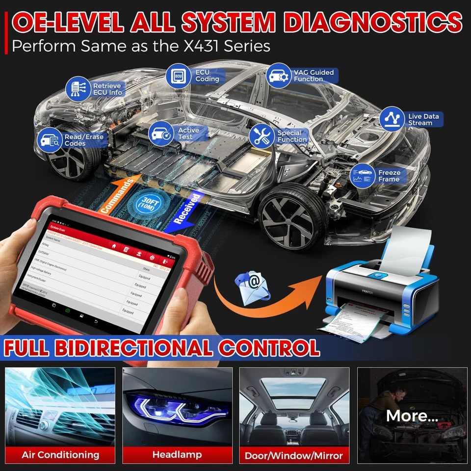 2025 LAUNCH X431 CRP919XBT Strumento Diagnostica Auto Tutti Sistemi Codifica ECU - Immagine 3 di 4