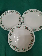 Set Of 3 Corelle Winter Christmas Holly Series Dessert Plates  Nice Replacements