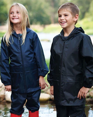 Regatta Kinder Navy Stormbreak Jacke & Hose Wasserdicht Anzug Set Jungen & Mädchen