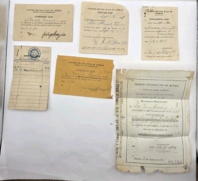 1887 & 1940s Philippines Colegio De San Juan Letran School Documents.Lot Of 6.