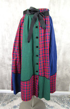 Vintage Susan Bristol Patchwork Prairie Cottagecore Plaid Midi Skirt Pockets 12