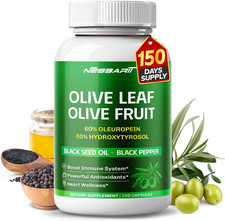 Olive Leaf Olive Fruit 9,100Mg with 60 Oleuropein 60 Hydroxytyrosol plus