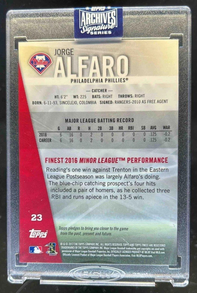 2020 Topps Archives Signature Series Jorge Alfaro Auto Autograph #12/12 - Image 2 of 2