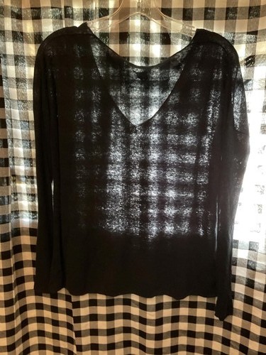 Theory Linen Blend Navy Sheer Long Sleeve Top - Perfect for Layering Small - Picture 8 of 10
