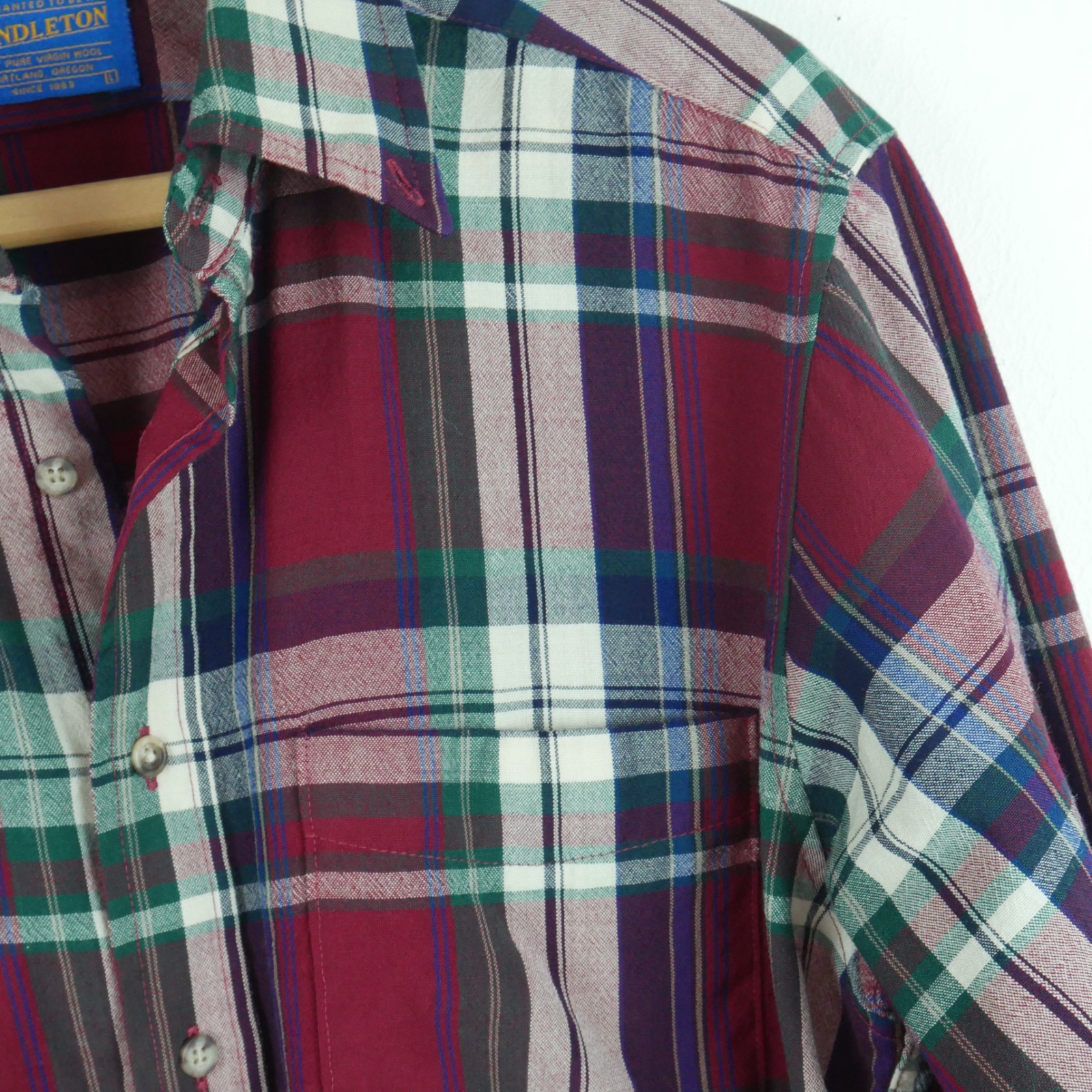 Pendleton Large Button Down Shirt USA Wool Plaid … - image 3