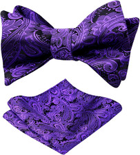 Mens 2Pcs Paisley Jacquard Self-Tie Bow Tie Pocket Square Set